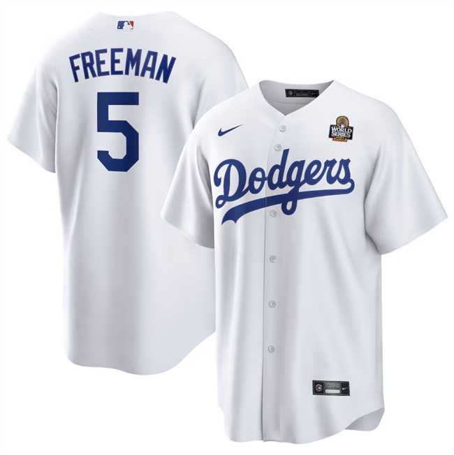 Men%27s Los Angeles Dodgers #5 Freddie Freeman White 2024 World Series Cool Base Stitched Jersey Dzhi->cincinnati reds->MLB Jersey